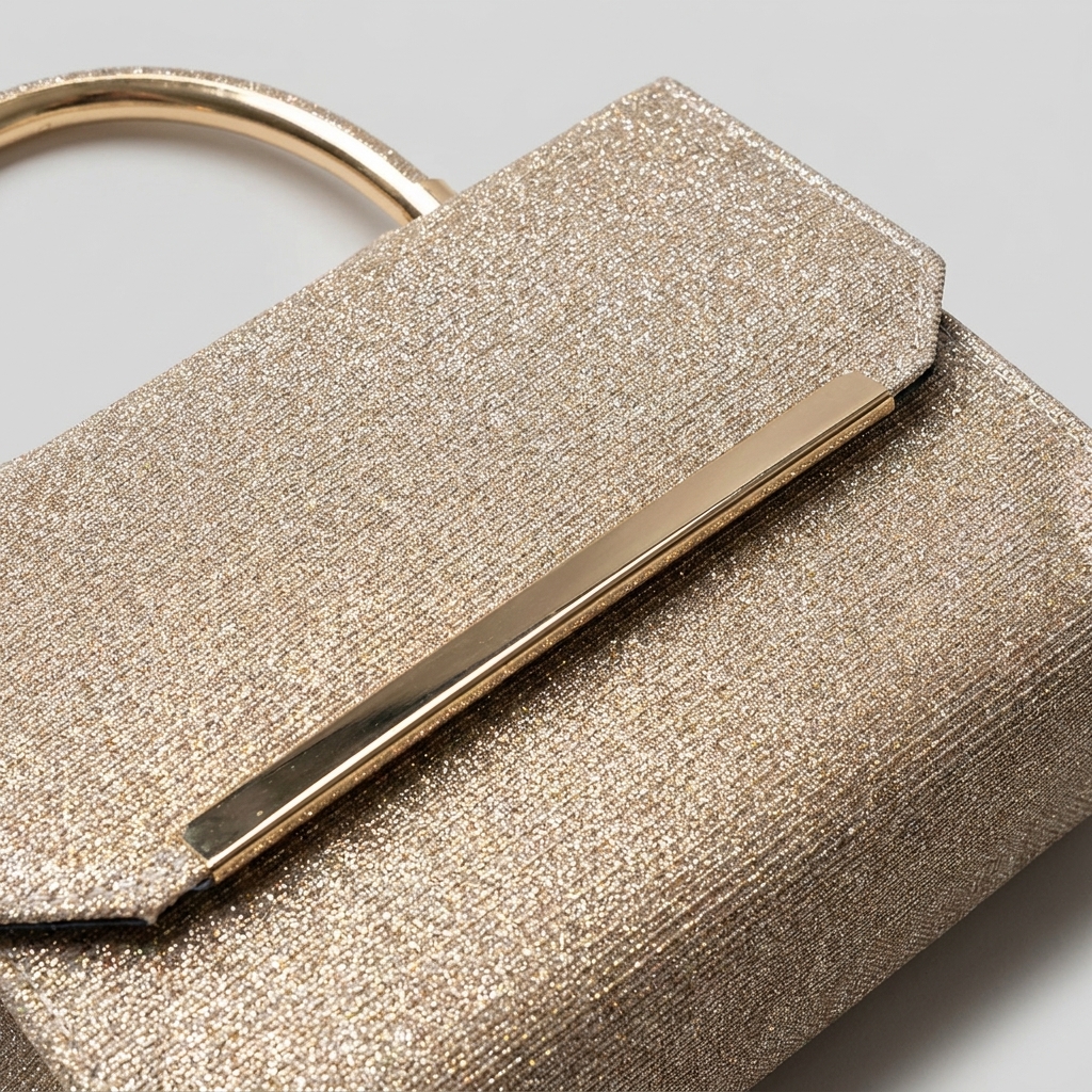 Elegant Asymmetrical Evening Clutch Bronze - zoom detail