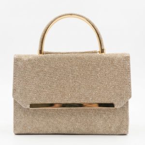 Elegant Asymmetrical Evening Clutch Bronze - packshot fond blanc
