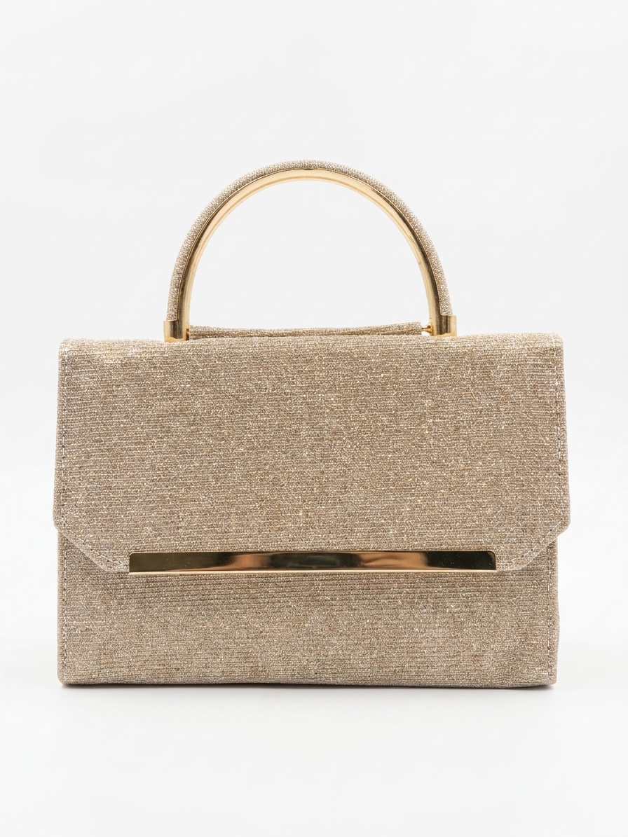 Elegant Asymmetrical Evening Clutch Bronze - packshot fond blanc
