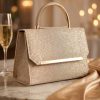 Elegant Asymmetrical Evening Clutch Bronze - vue portee