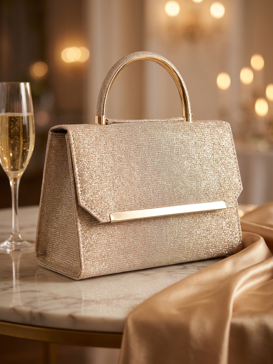 Elegant Asymmetrical Evening Clutch Bronze - vue portee