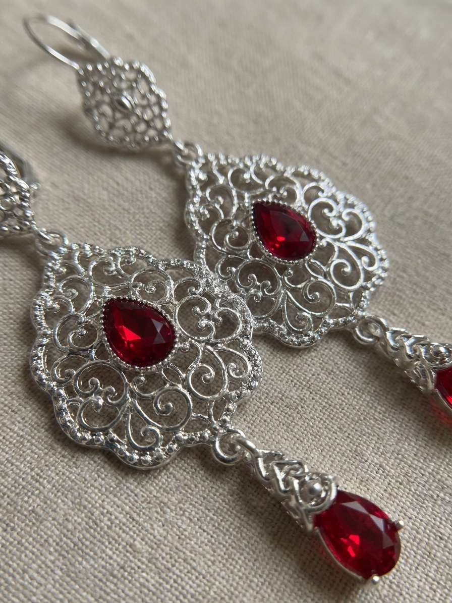 Elegant Drop Earrings Bordeaux - zoom detail