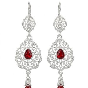Elegant Drop Earrings Bordeaux - packshot fond blanc
