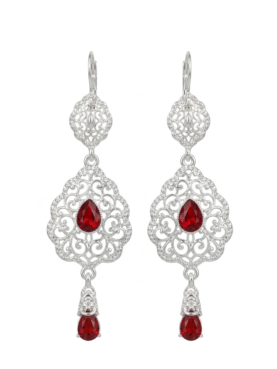 Elegant Drop Earrings Bordeaux - packshot fond blanc