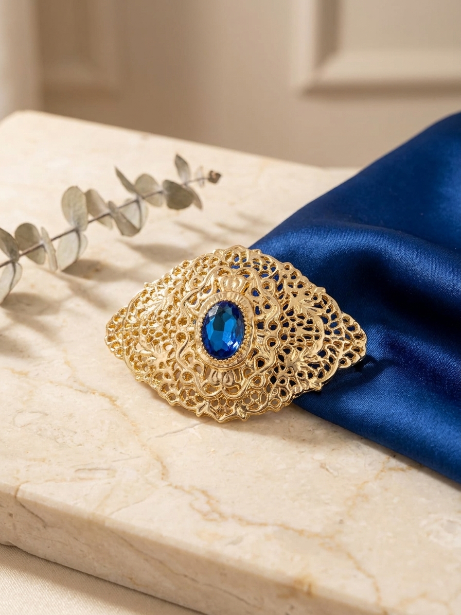Elegant Filigree Brooch Baby blue - lifestyle