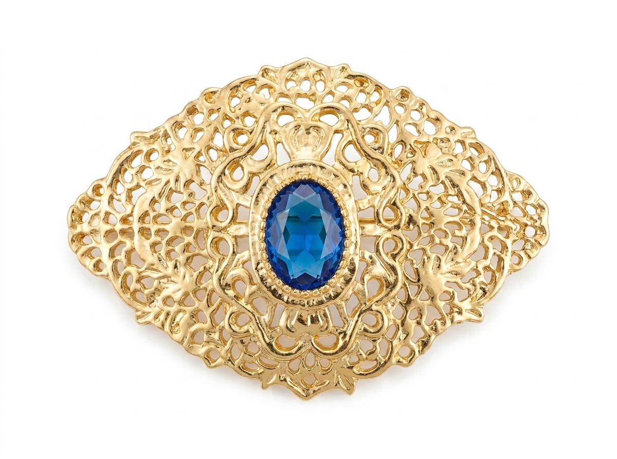 Elegant Filigree Brooch Baby blue - packshot fond blanc