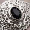 Elegant Filigree Brooch Black - zoom detail