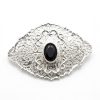 Elegant Filigree Brooch Black - packshot fond blanc
