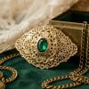 Elegant Filigree Brooch Green - lifestyle