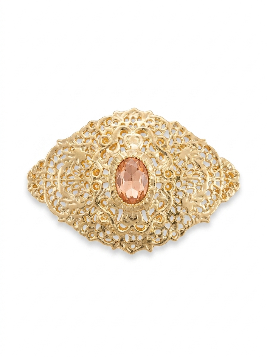 Elegant Filigree Brooch Nude - packshot fond blanc