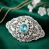Elegant Filigree Brooch Petrol Blue - lifestyle