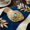 Elegant Filigree Brooch Petrol Blue - lifestyle