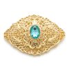 Elegant Filigree Brooch Petrol Blue - packshot fond blanc