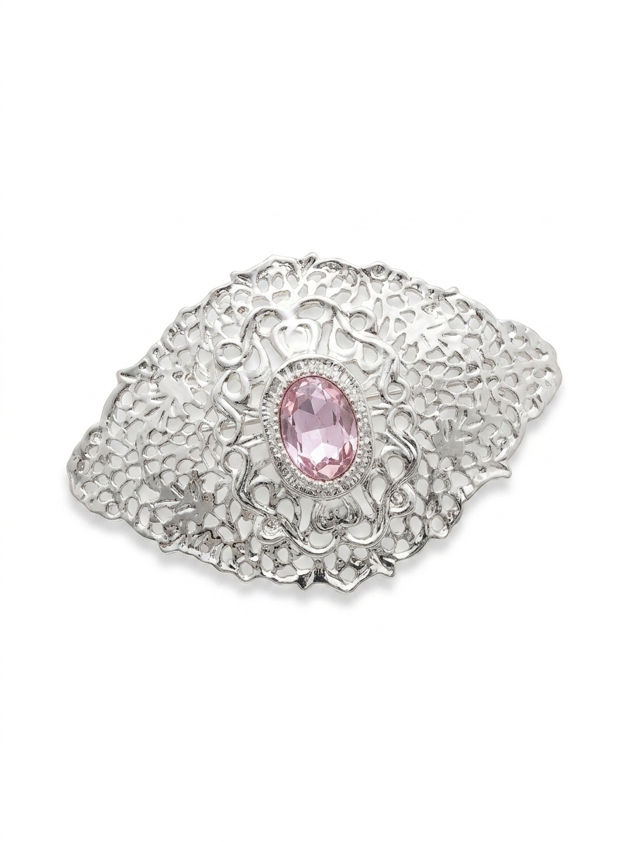 Elegant Filigree Brooch Pink - packshot fond blanc