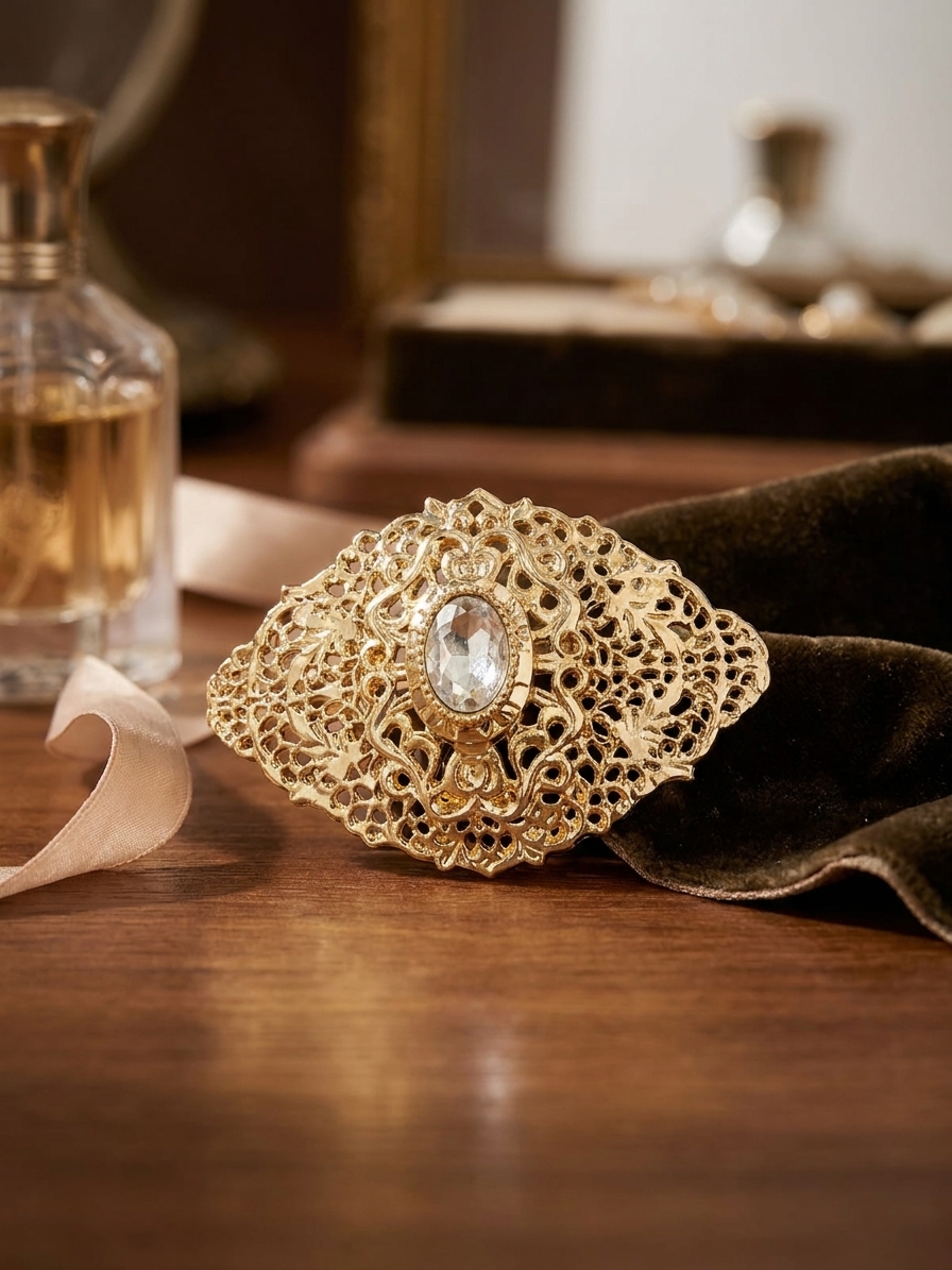 Elegant Filigree Brooch White - lifestyle