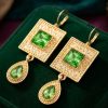 Elegant Filigree Drop Earrings Almond Green - lifestyle