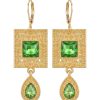 Elegant Filigree Drop Earrings Almond Green - packshot fond blanc