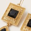 Elegant Filigree Drop Earrings Black - zoom detail