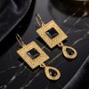 Elegant Filigree Drop Earrings Black - lifestyle