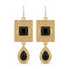 Elegant Filigree Drop Earrings Black - packshot fond blanc