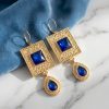 Elegant Filigree Drop Earrings Blue - lifestyle