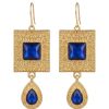 Elegant Filigree Drop Earrings Blue - packshot fond blanc