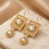 Elegant Filigree Drop Earrings Champagne - lifestyle
