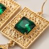 Elegant Filigree Drop Earrings Green - zoom detail