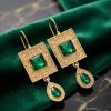 Elegant Filigree Drop Earrings Green - lifestyle