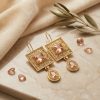 Elegant Filigree Drop Earrings Nude - lifestyle