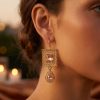 Elegant Filigree Drop Earrings Nude - vue portee