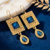 Elegant Filigree Drop Earrings Petrol Blue - lifestyle