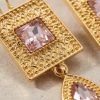 Elegant Filigree Drop Earrings Pink - zoom detail