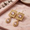 Elegant Filigree Drop Earrings Pink - lifestyle