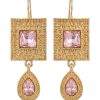Elegant Filigree Drop Earrings Pink - packshot fond blanc