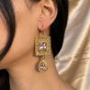 Elegant Filigree Drop Earrings Pink - vue portee