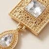 Elegant Filigree Drop Earrings White - zoom detail