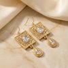 Elegant Filigree Drop Earrings White - lifestyle