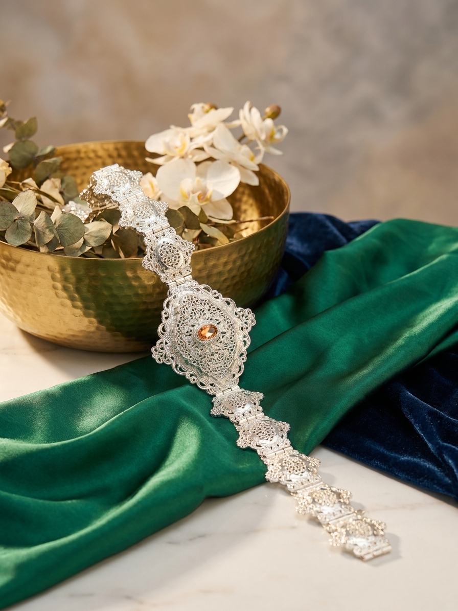 Elegant Filigree Statement Belt Nude - lifestyle