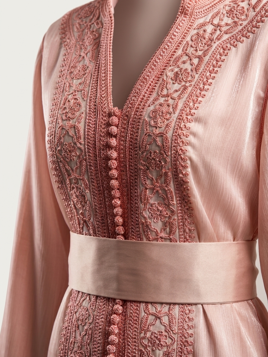 Embroidered Organza Lebsa Baby Pink - zoom detail