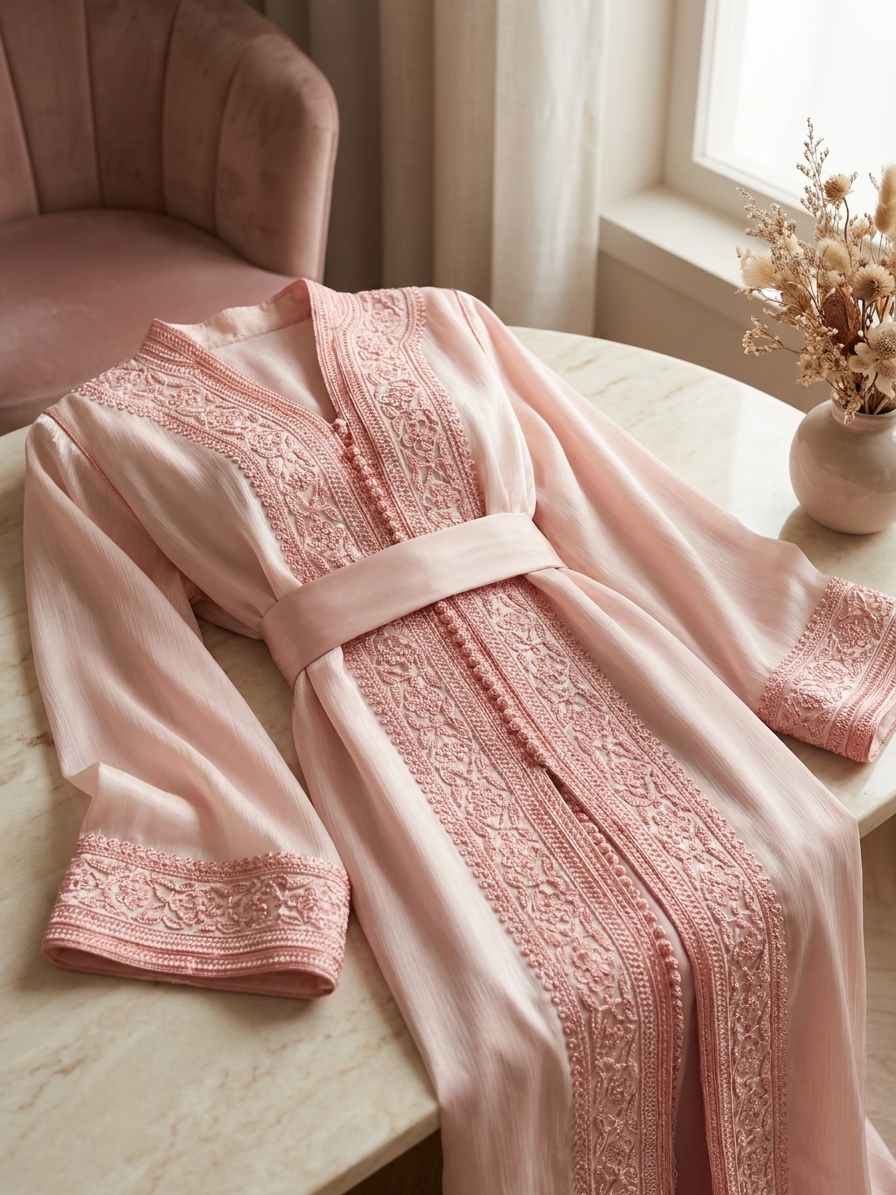 Embroidered Organza Lebsa Baby Pink - lifestyle