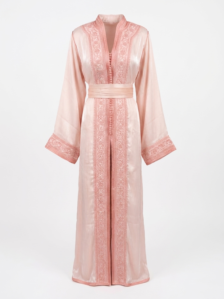 Embroidered Organza Lebsa Baby Pink - packshot fond blanc