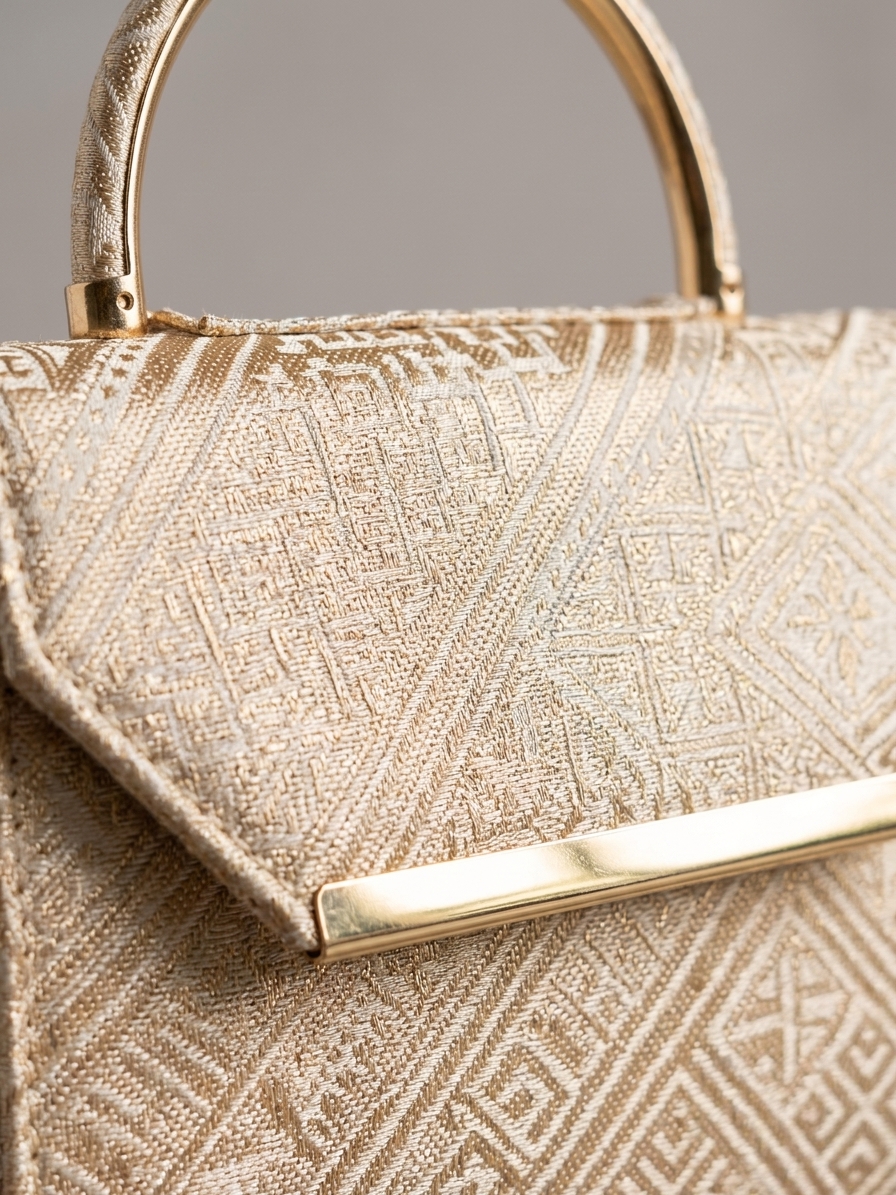 Embroidered Style Handbag Bronze - zoom detail