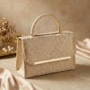 Embroidered Style Handbag Bronze - lifestyle