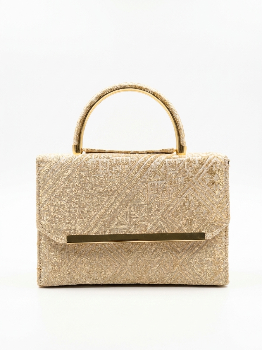 Embroidered Style Handbag Bronze - packshot fond blanc
