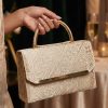 Embroidered Style Handbag Bronze - vue portee