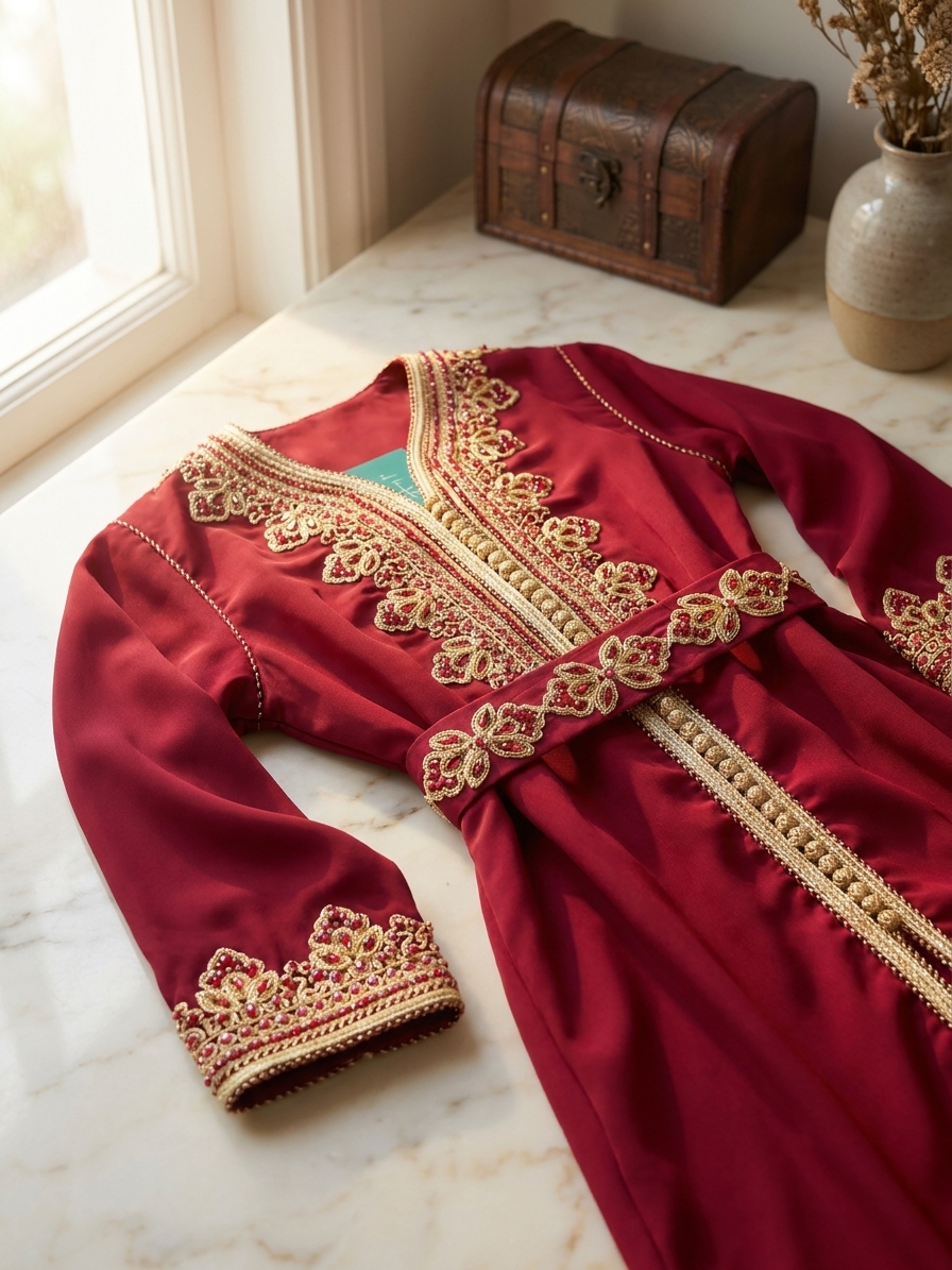 Fatema Caftan Bordeaux - lifestyle