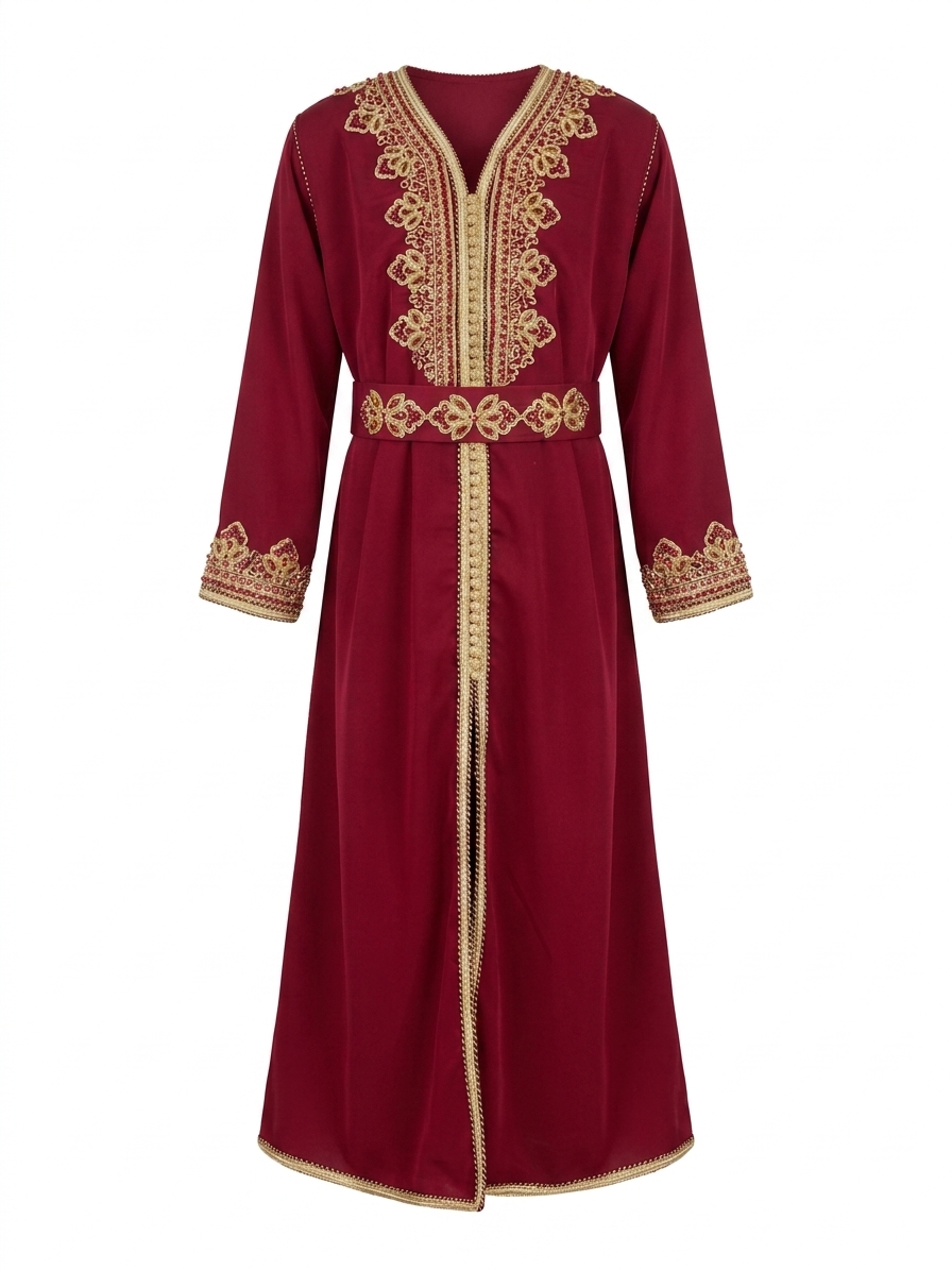 Fatema Caftan Bordeaux - packshot fond blanc