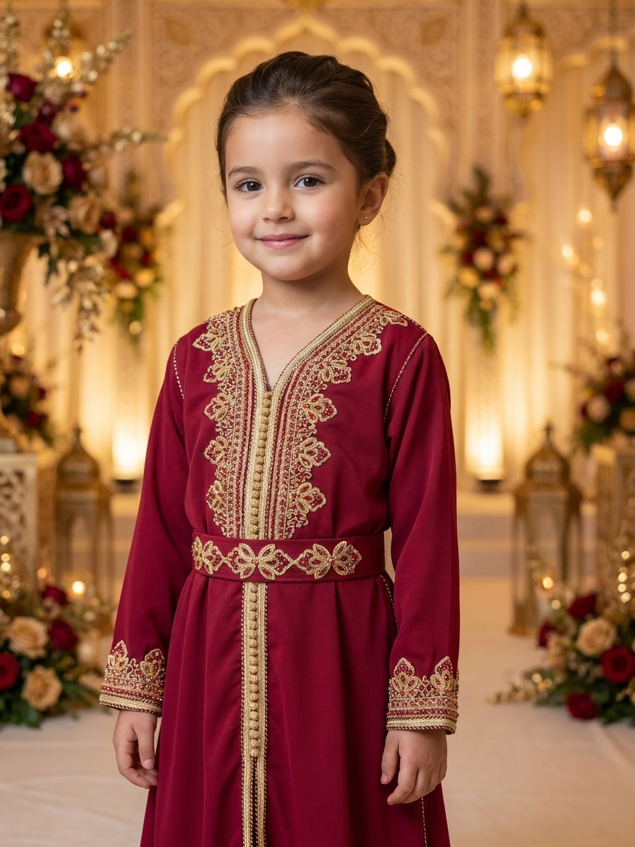 Fatema Caftan Bordeaux - vue portee