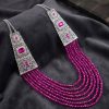 filigree-cascading-statement-necklace-fuchsia-lifestyle-snp3330 Filigree Cascading Statement Necklace Fuchsia - lifestyle